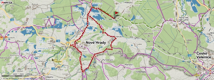 mapa výlet na kole